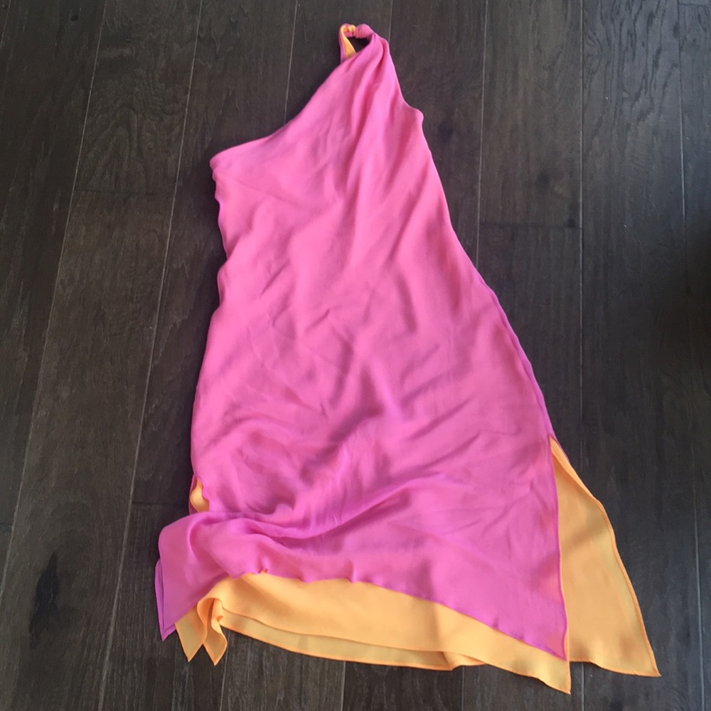 Express Pink and Orange Silk Dress (7/8)
